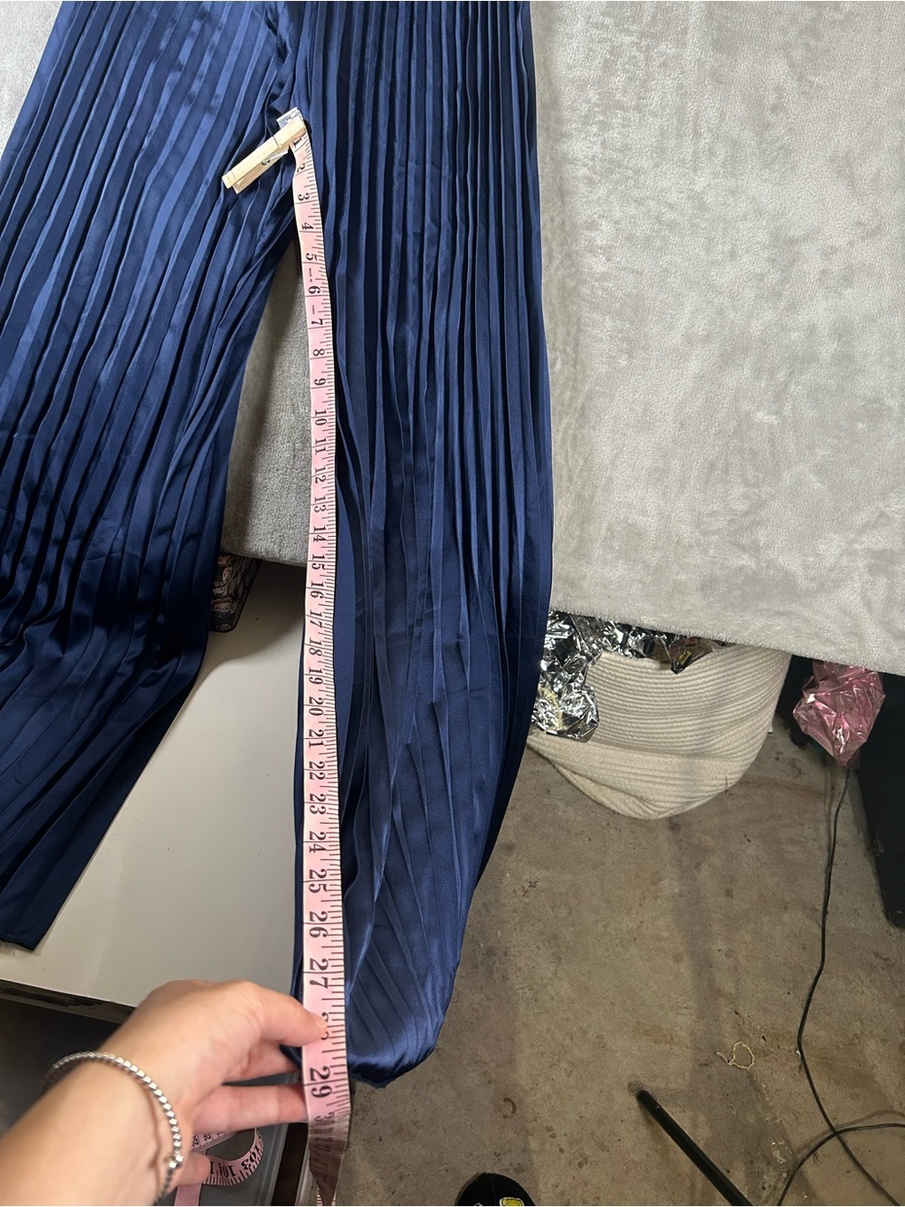 Abercrombie & Fitch NWT One-Shoulder Pleated Wide-Leg Jumpsuit in Navy - Picture 12 of 14